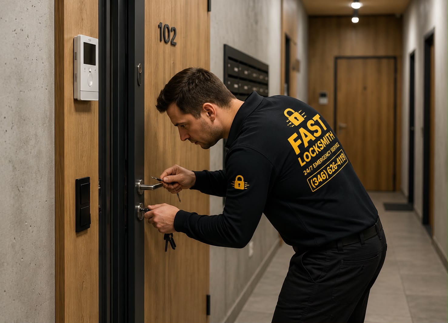 Fast Locksmith technician at work in Houston TX